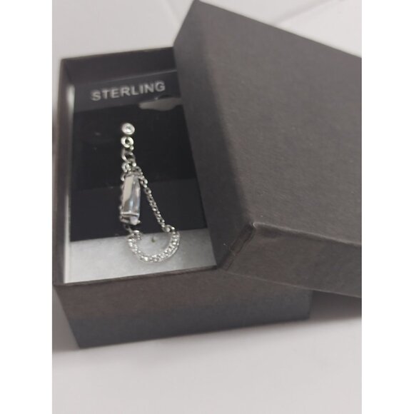 Sterling Silver 925 & Cubic Zirconia Stud Dangle Earrings New in Box - Picture 8 of 8